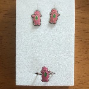 Barney earring and ring kids one size